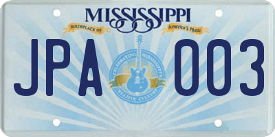 MS license plate JPA003