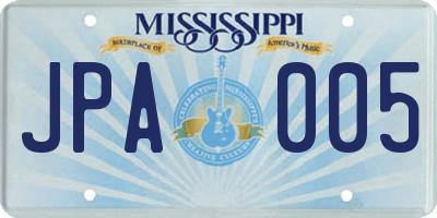 MS license plate JPA005
