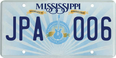 MS license plate JPA006