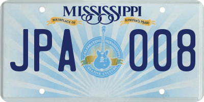 MS license plate JPA008