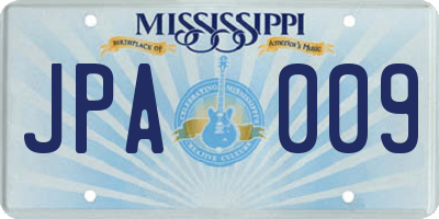 MS license plate JPA009
