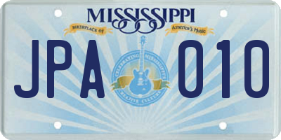 MS license plate JPA010