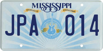 MS license plate JPA014