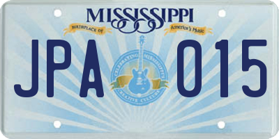 MS license plate JPA015