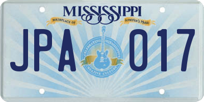 MS license plate JPA017