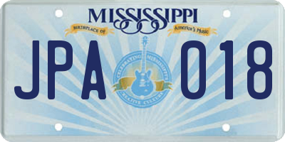 MS license plate JPA018