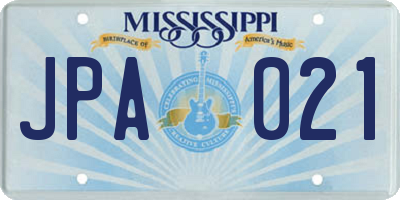 MS license plate JPA021