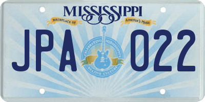 MS license plate JPA022