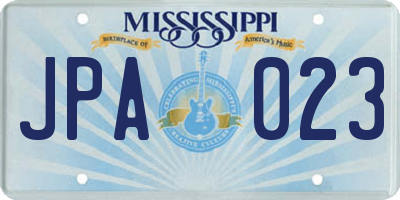MS license plate JPA023