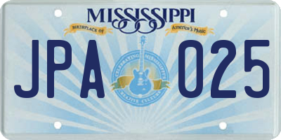 MS license plate JPA025