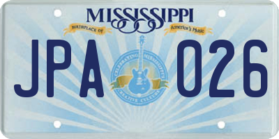 MS license plate JPA026