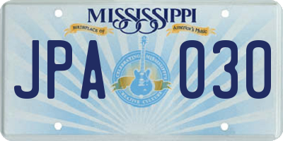 MS license plate JPA030