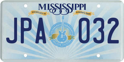 MS license plate JPA032