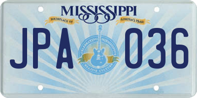 MS license plate JPA036