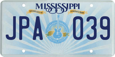 MS license plate JPA039