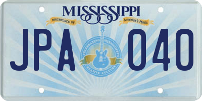 MS license plate JPA040