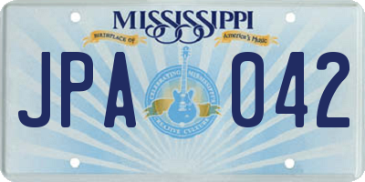 MS license plate JPA042