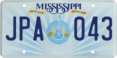 MS license plate JPA043
