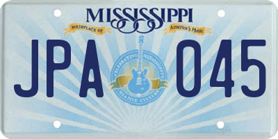 MS license plate JPA045