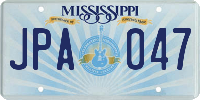 MS license plate JPA047