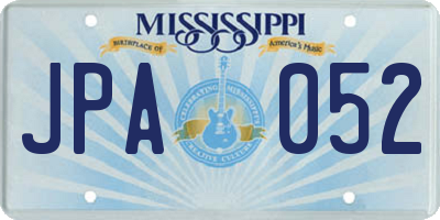 MS license plate JPA052