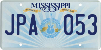MS license plate JPA053