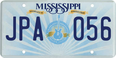 MS license plate JPA056