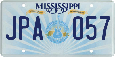 MS license plate JPA057