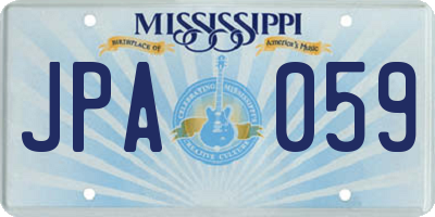 MS license plate JPA059