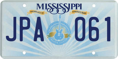 MS license plate JPA061