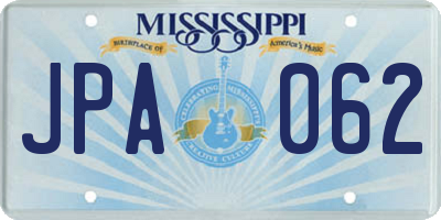 MS license plate JPA062