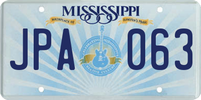 MS license plate JPA063