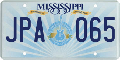 MS license plate JPA065