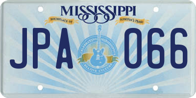 MS license plate JPA066