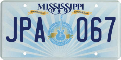 MS license plate JPA067