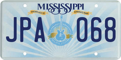 MS license plate JPA068