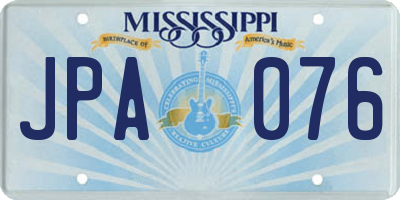 MS license plate JPA076