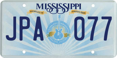 MS license plate JPA077
