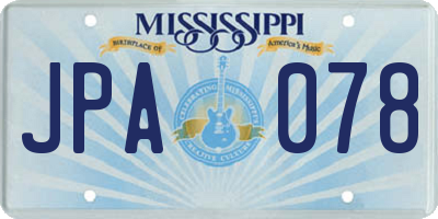MS license plate JPA078