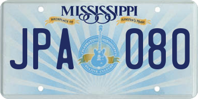 MS license plate JPA080