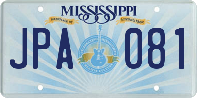 MS license plate JPA081