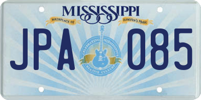 MS license plate JPA085