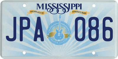 MS license plate JPA086
