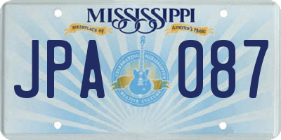 MS license plate JPA087