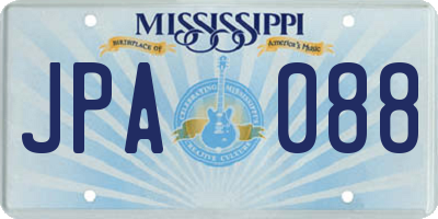 MS license plate JPA088