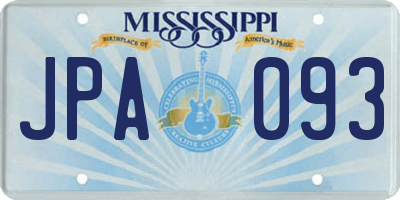 MS license plate JPA093