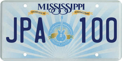 MS license plate JPA100