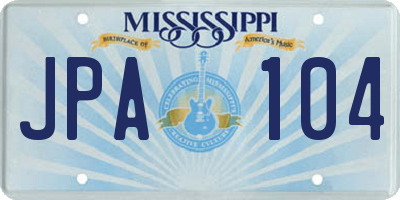 MS license plate JPA104