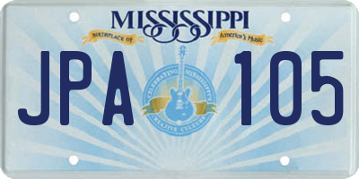 MS license plate JPA105