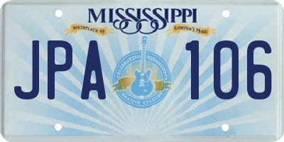 MS license plate JPA106